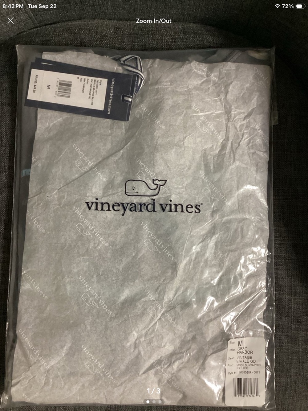 Vineyard Vines Vintage Whale Medium Heather Grey Long Sleeve Tee 
Medium